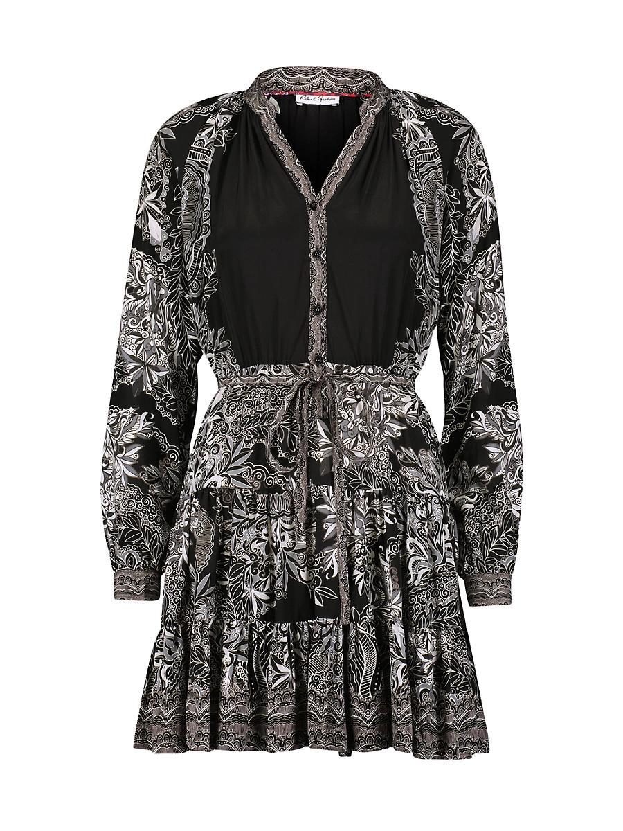 Womens Sydney Silk-Blend Floral Minidress Product Image
