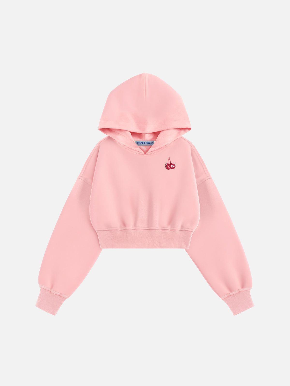 Aelfric Eden Cherry Print Cropped Pullover Hoodie Product Image