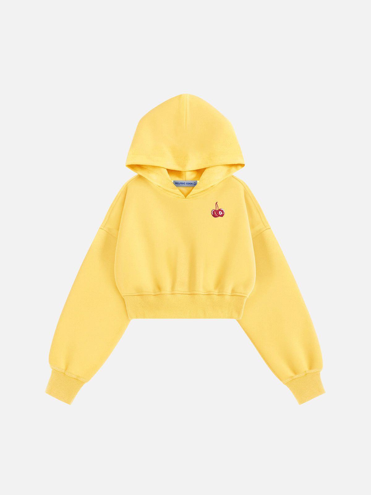 Aelfric Eden Cherry Print Cropped Pullover Hoodie Product Image