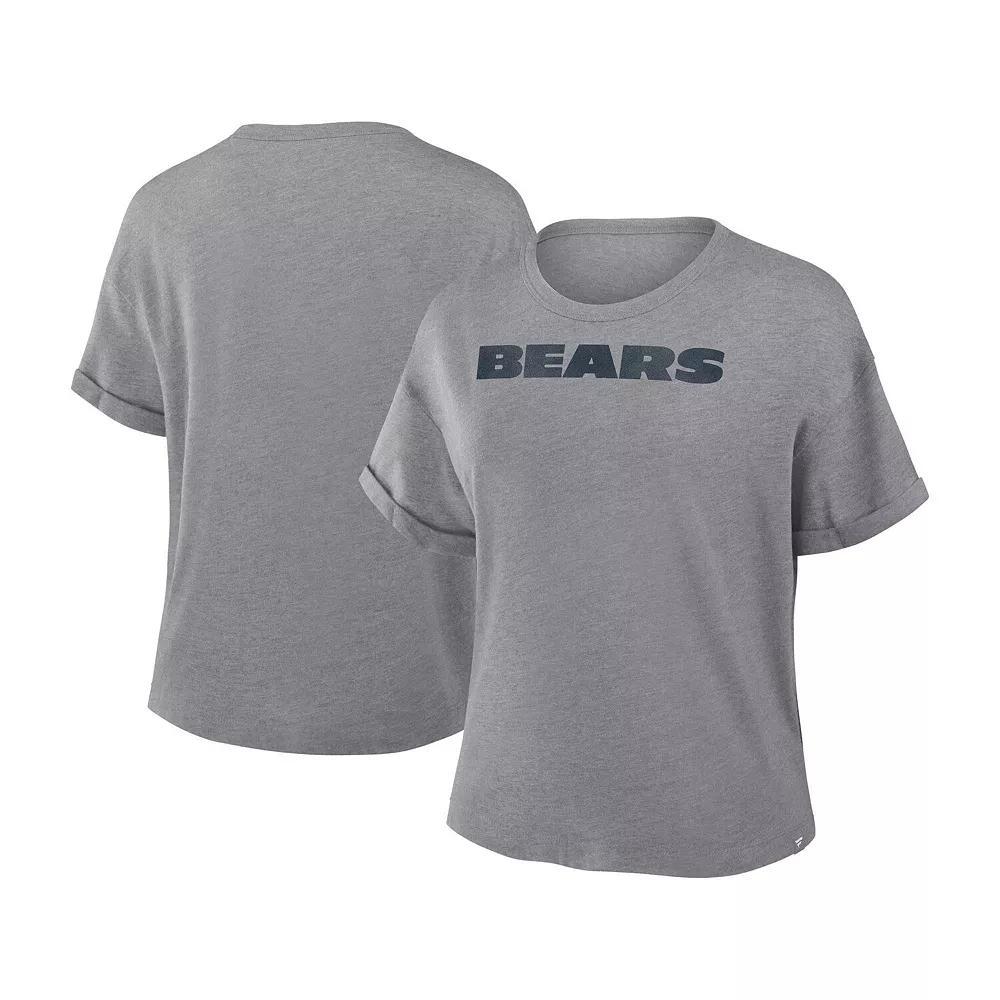 Women's Fanatics Heather Gray Chicago Bears Tri-Blend T-Shirt, Size: Large, Grey Product Image