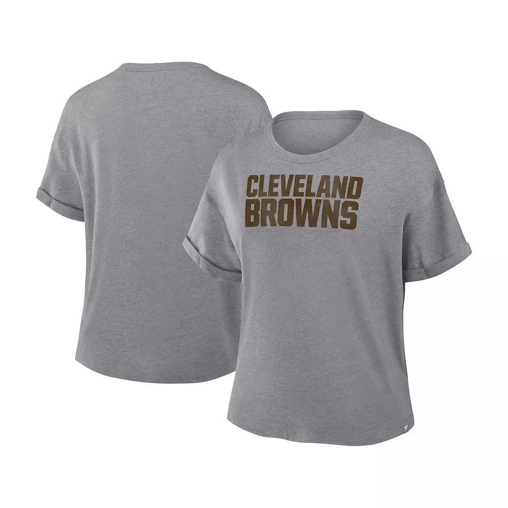 Women's Fanatics Heather Gray Cleveland Browns Tri-Blend T-Shirt, Size: 2XL, Grey Product Image