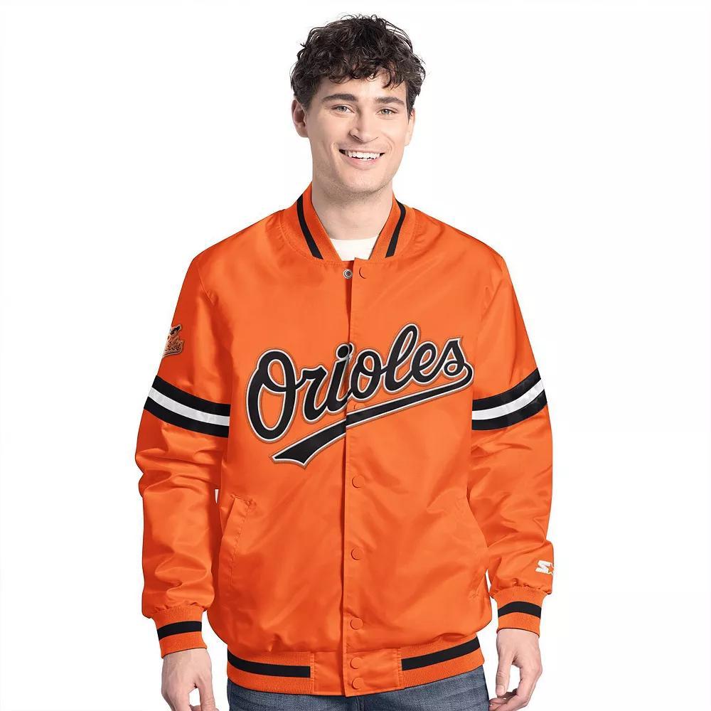 Men's Starter  Orange Baltimore Orioles Scout Full-Snap Varsity Jacket, Size: Small Product Image