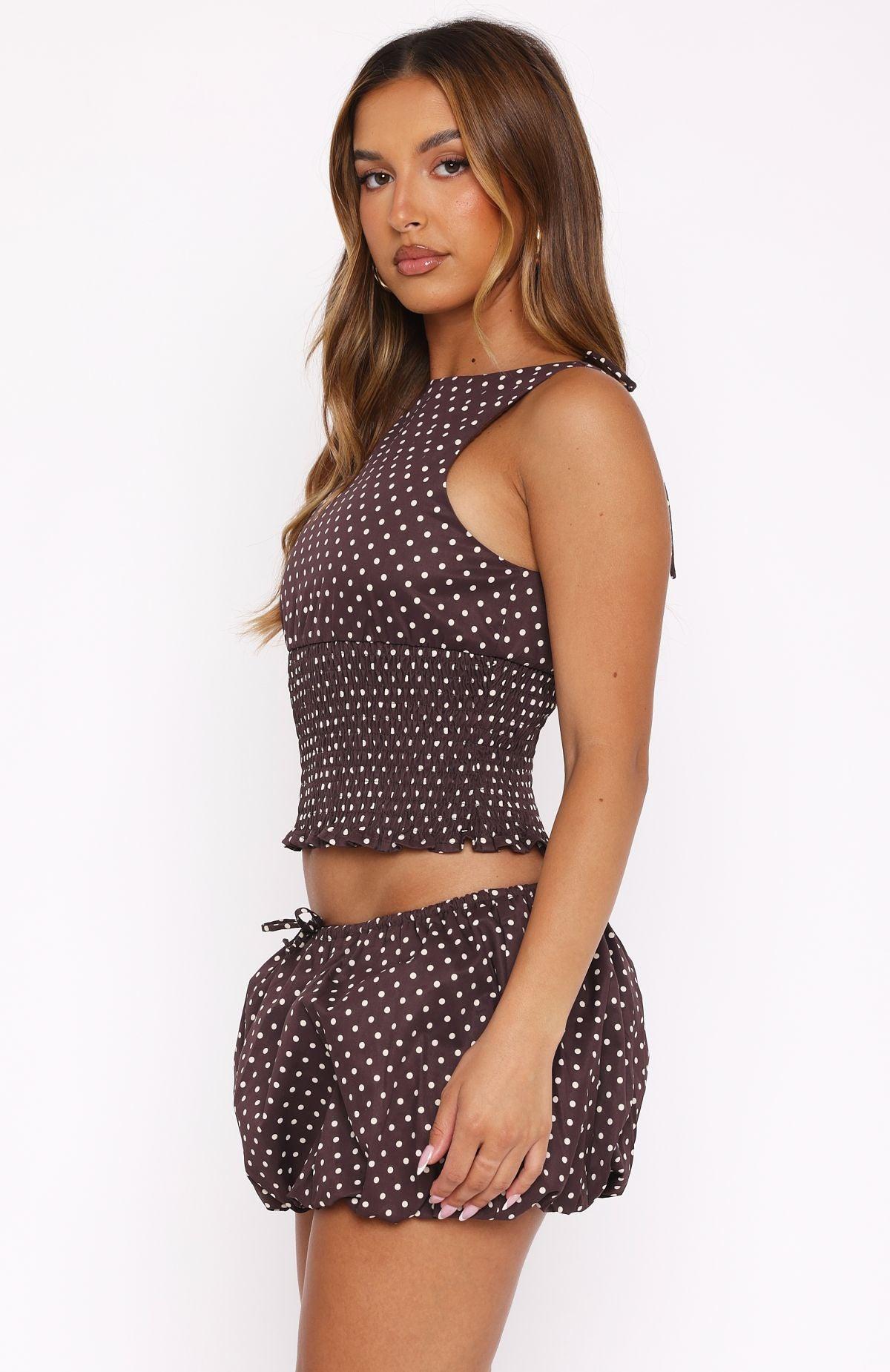 Runaway Heart Top Chocolate Polka Dot Product Image