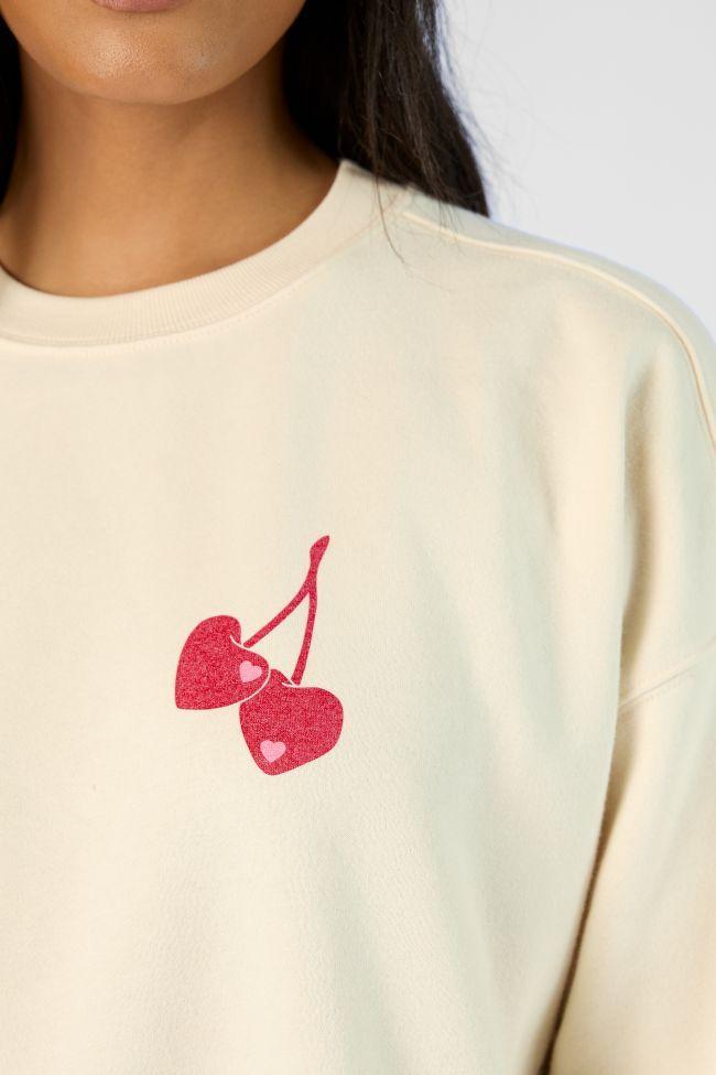 I Love You Cherry Much Cream Graphic Sweatshirt Product Image
