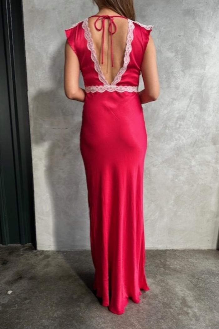Satin Lace Trim Maxi Product Image
