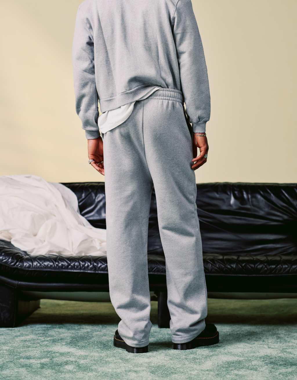 ASOS DESIGN premium heavyweight wide leg sweatpants 400gsm in gray heather Product Image