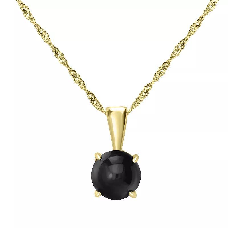 Gemistry 14k Gold over Sterling Silver Stone Round Pendant Necklace, Women's, Size: 18-20" ADJ, Amazonite Product Image