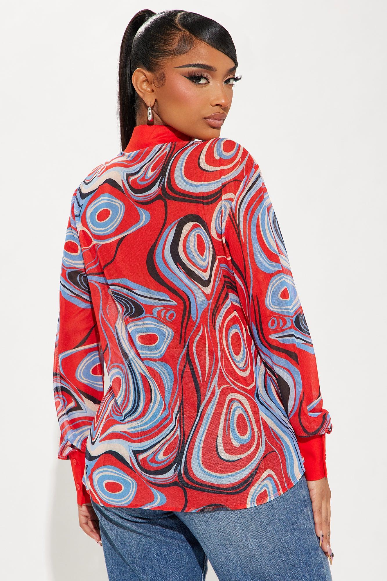 Santorini Mesh Shirt - Red/combo Product Image