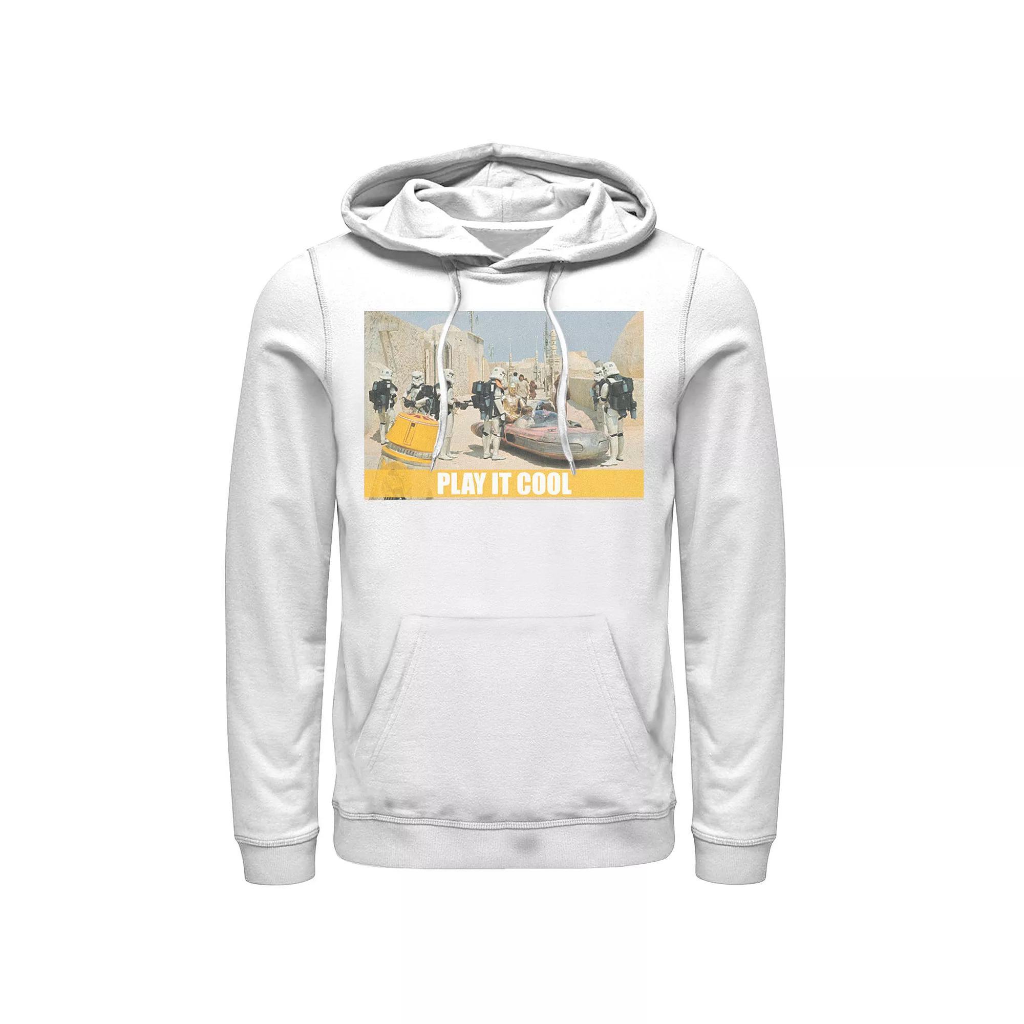 Men's Star Wars Luke, Obi-Wan & C-3PO Play It Cool Meme Hoodie, Size: XL, White Product Image