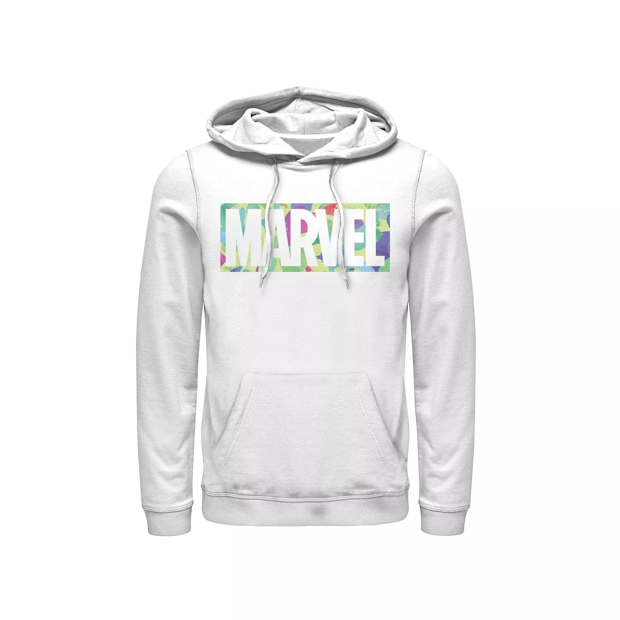 Men's Marvel Colorful Logo Hoodie, Size: Large, White Product Image