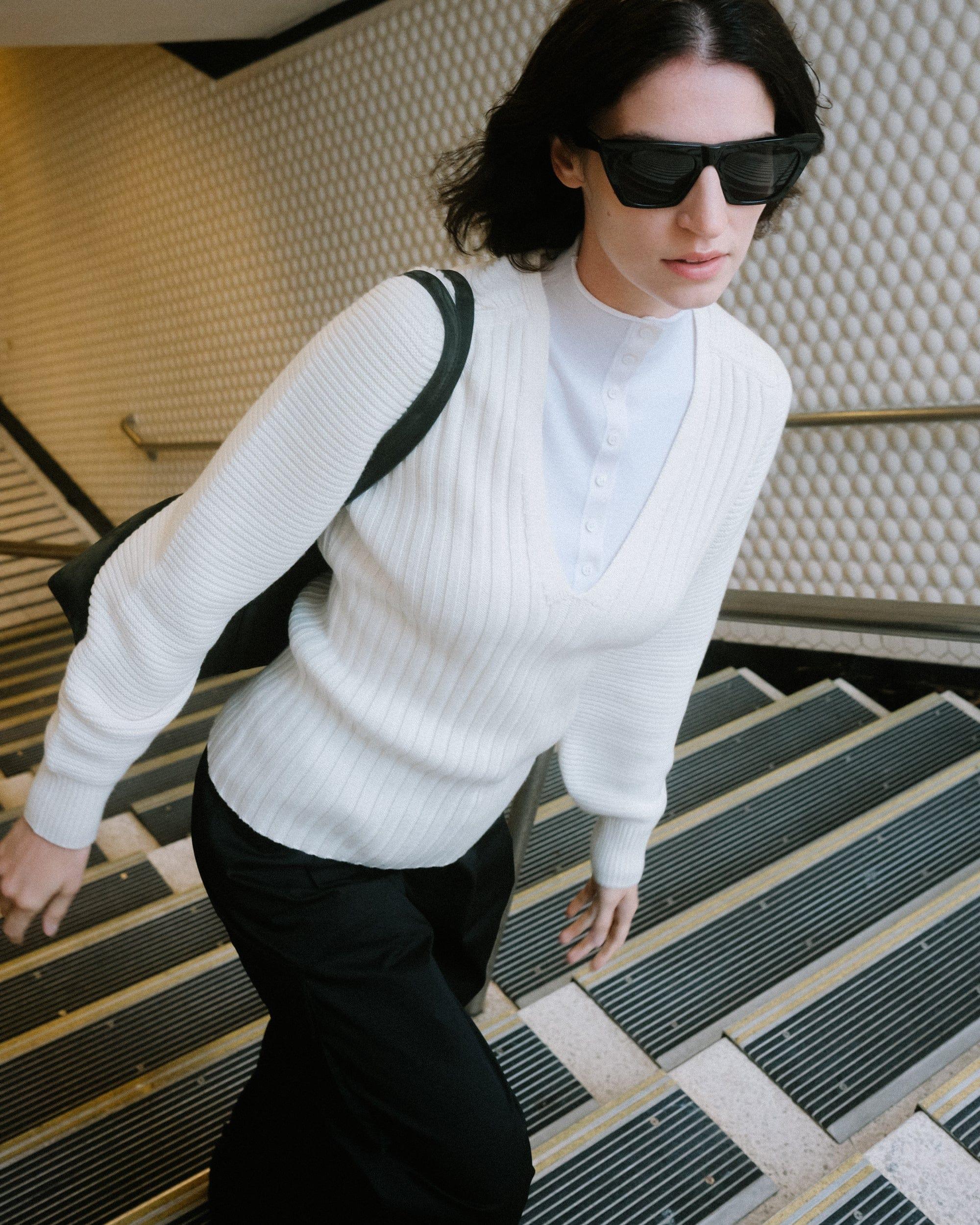 Sanne Ottoman-Knit V-Neck Sweater Product Image