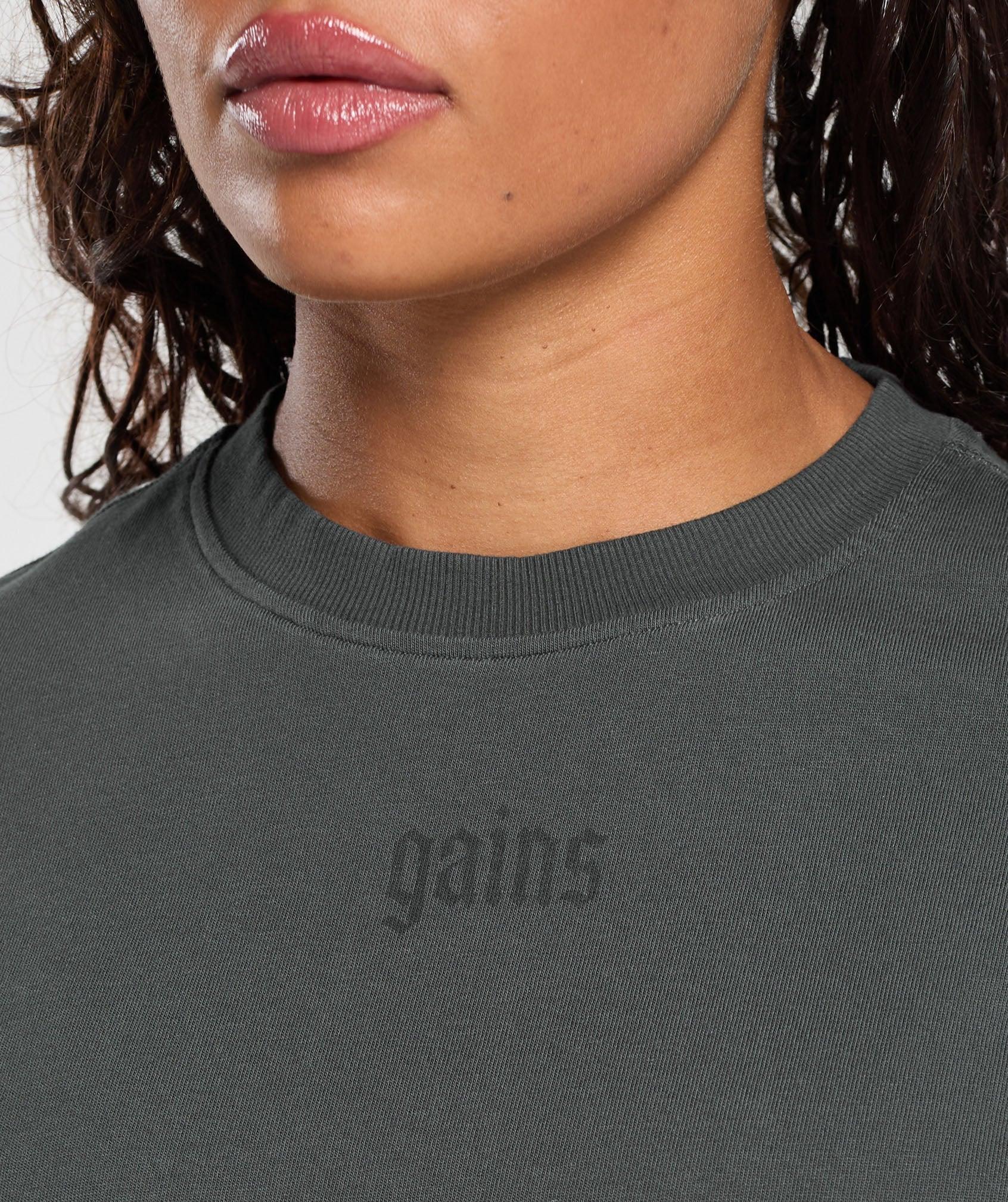 Gymshark Gains Washed Heavyweight Cotton T-Shirt - Asphalt Grey/Black Female Product Image