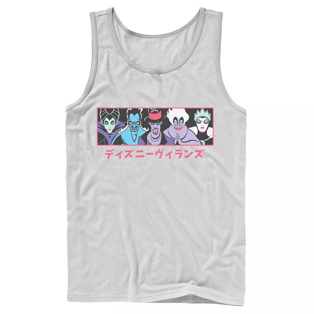 Men's Disney Villains Group Shot Kanji Panel Tank Top, Boy's, Size: Large, White Product Image