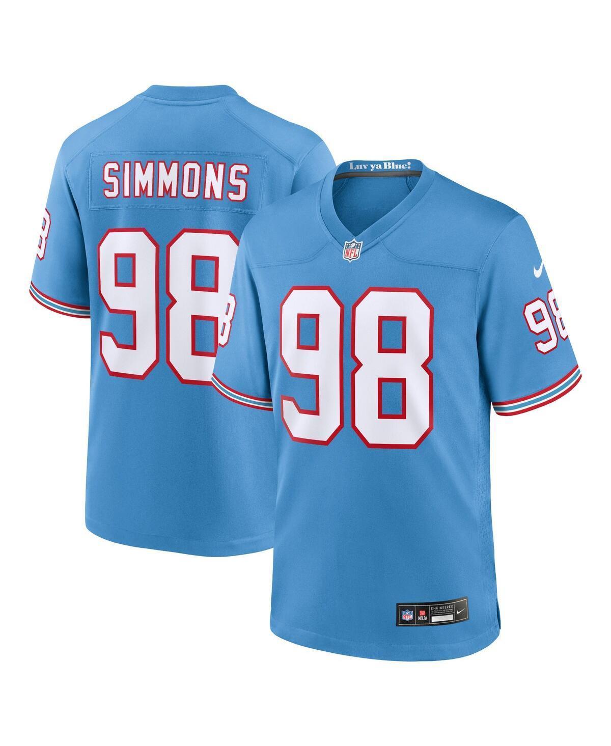 Men's Nike Jeffery Simmons Light Blue Tennessee Titans Oilers Throwback Alternate Game Player Jersey, Size: Small Product Image