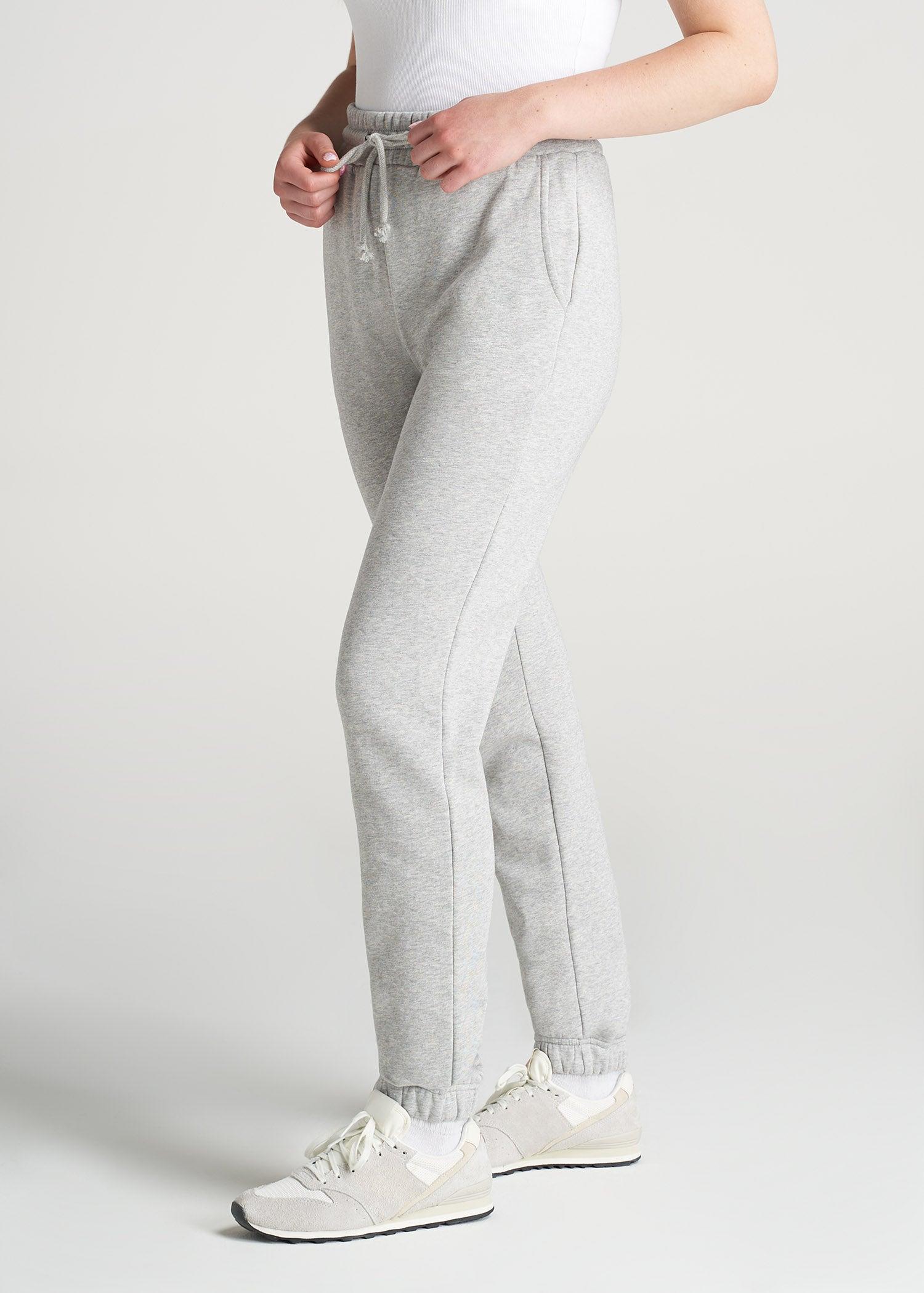 Wearever Fleece SLIM-FIT High-Waisted Women's Garment Dye Sweatpants in Grey Mix Product Image