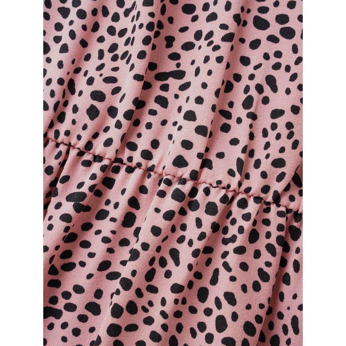 Plus Size Asymmetrical Polka Dot Tie Knot Midi Dress Beanpastepowder Women Elegant Tie knot Ribbon-tied collar Cap Sleeve Curvy BloomChic 18-20/2X Product Image