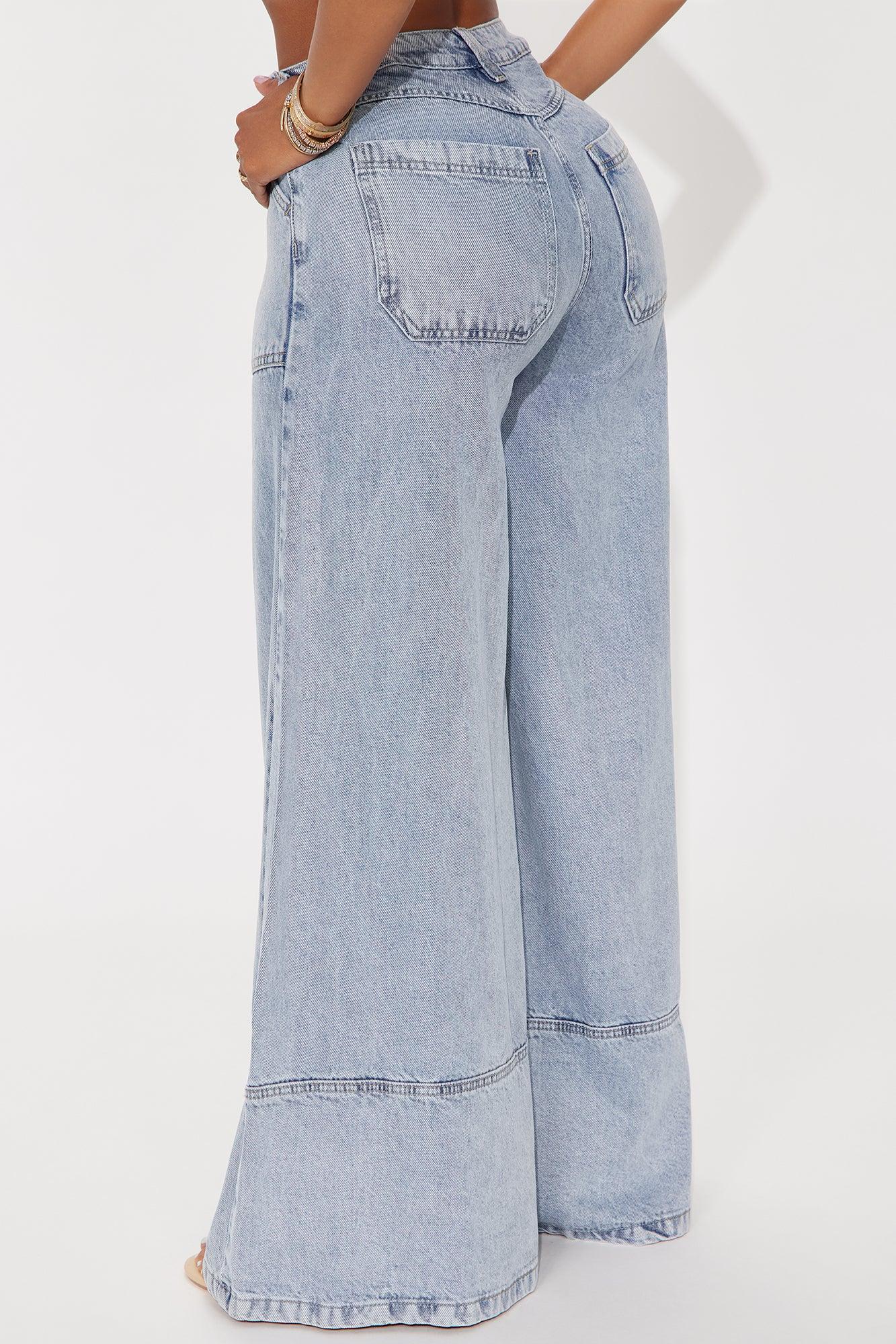 Sunday Drapey Wide Leg Jeans - Light Wash Product Image