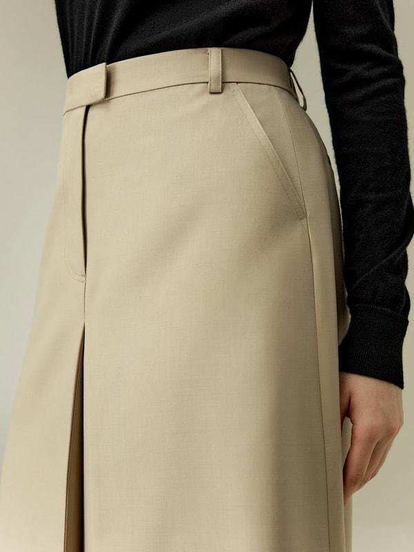 A-Line Wool Silk Blend Skirt Product Image