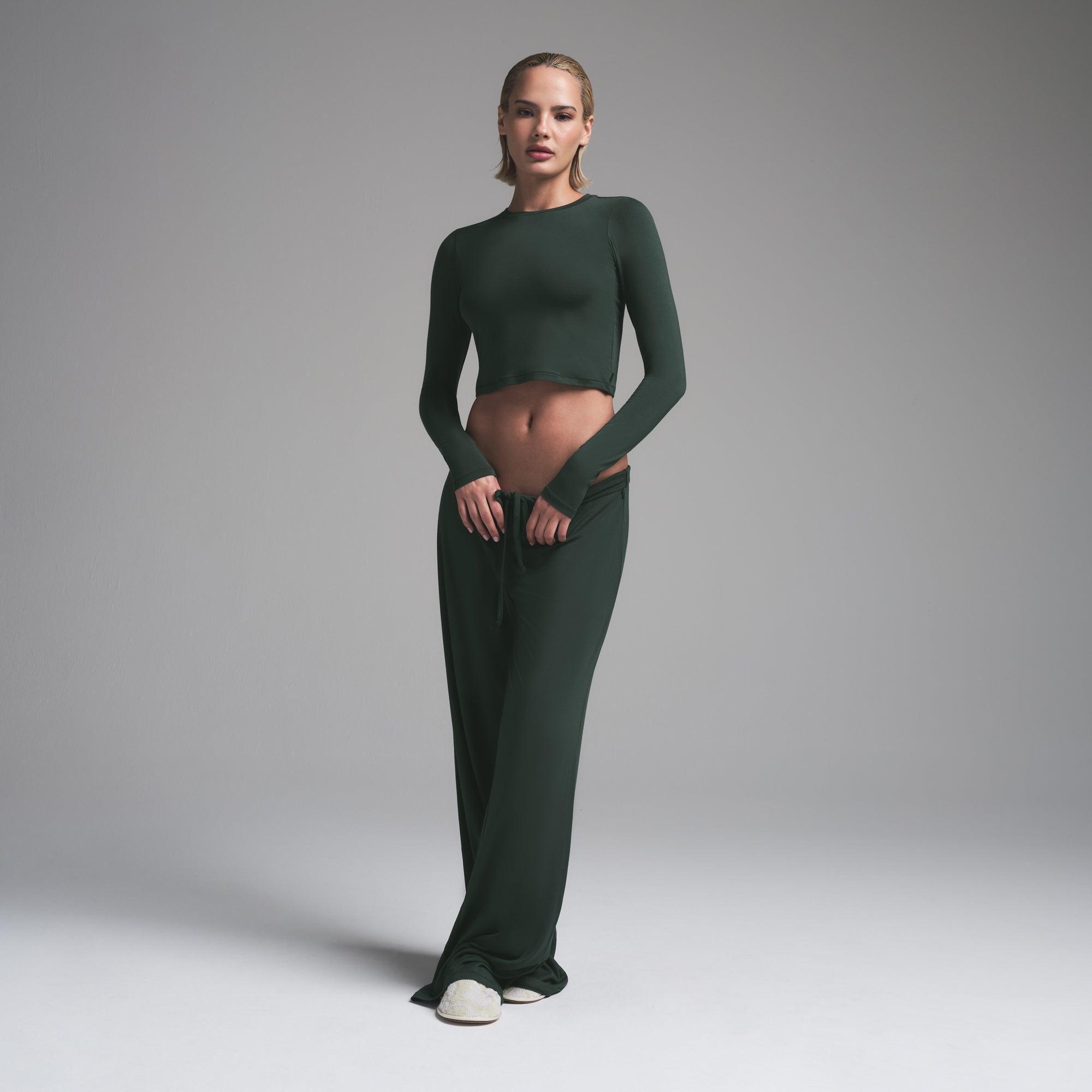 SKIMS SLEEP SUPER CROPPED LONG SLEEVE | SPRUCE Product Image