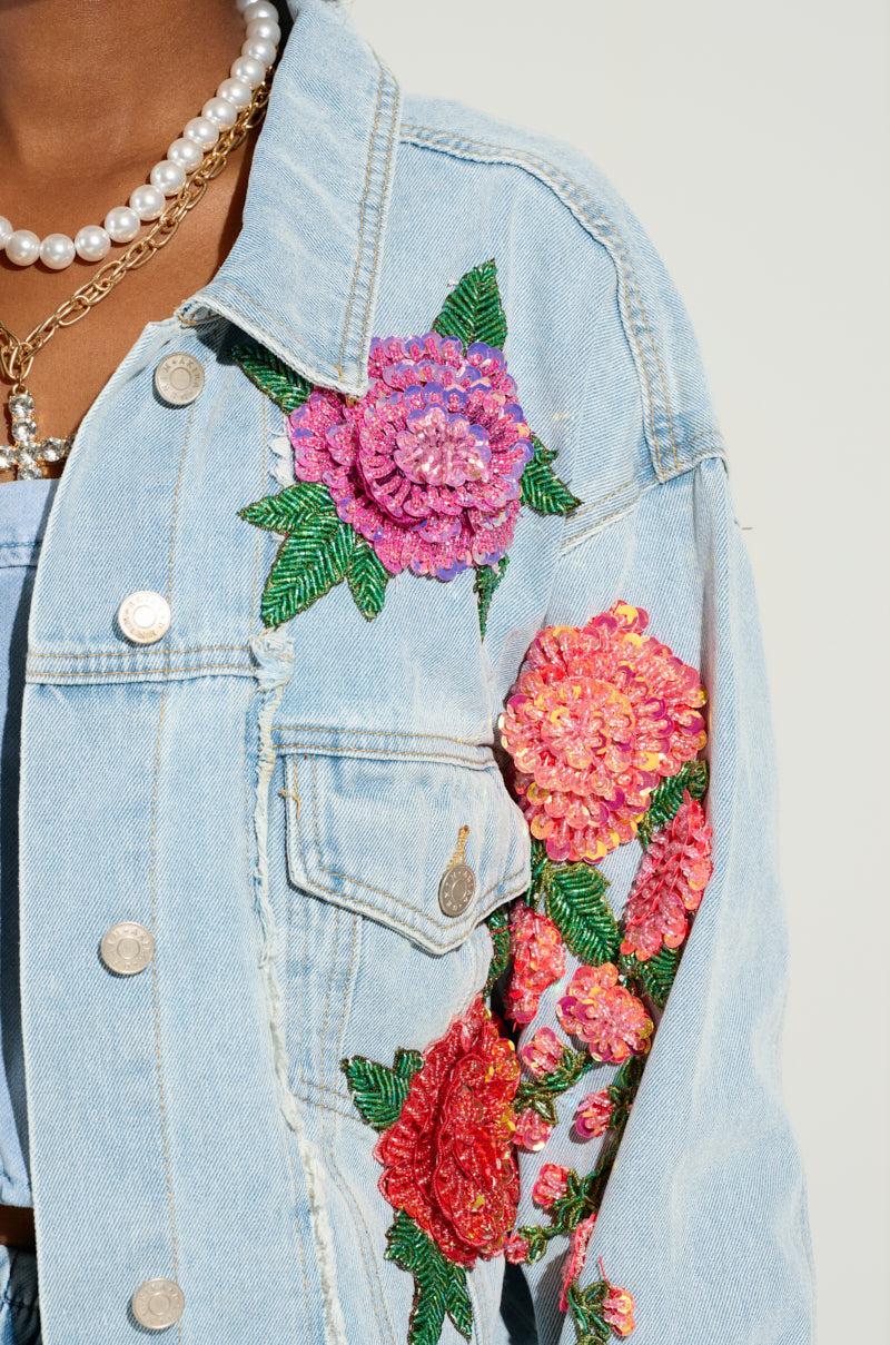 GARDEN OF EDEN EMBELLISHED DENIM JACKET Product Image