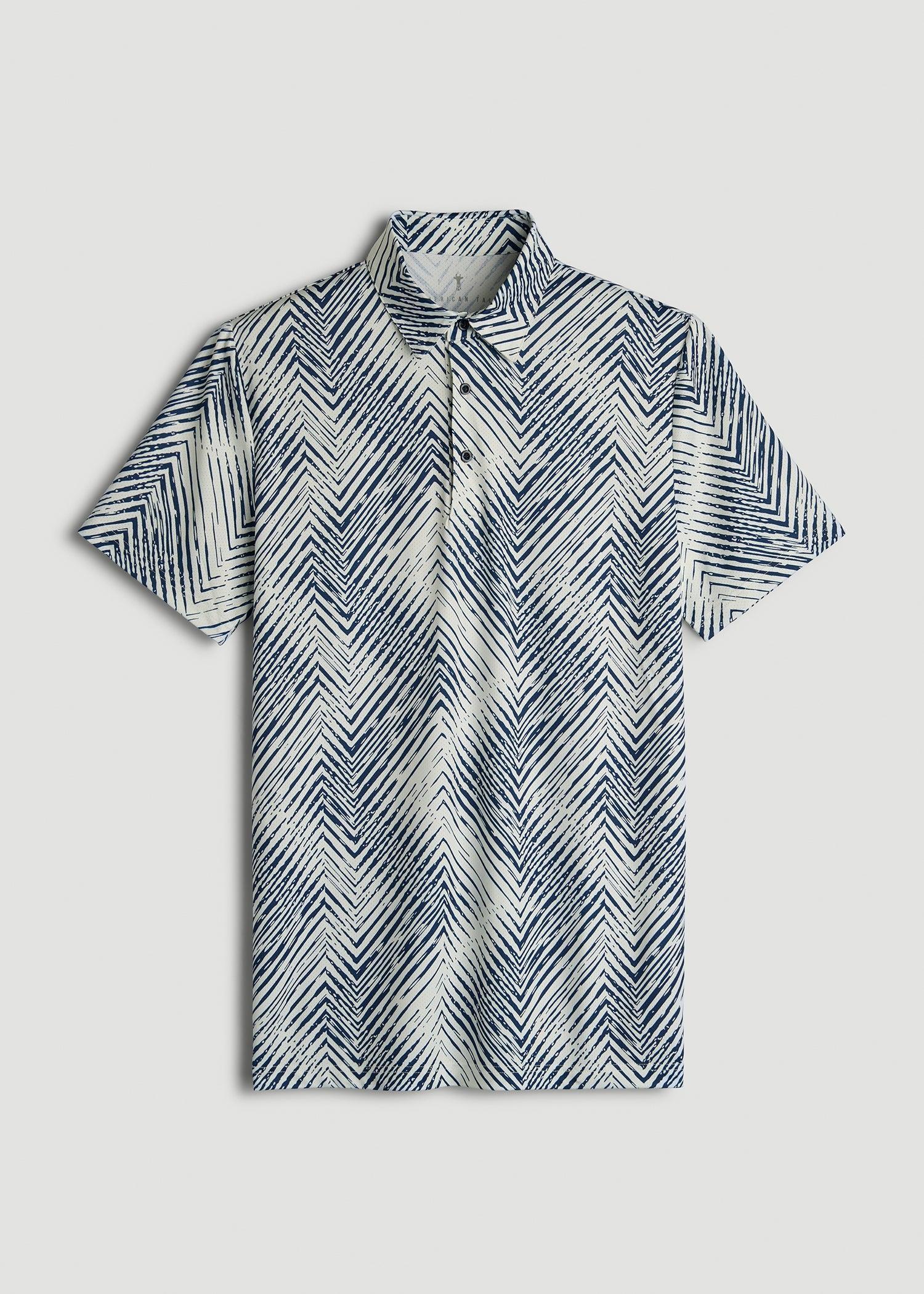 Golf Performance Tall Men's Polo Shirt in Navy Chevron Product Image