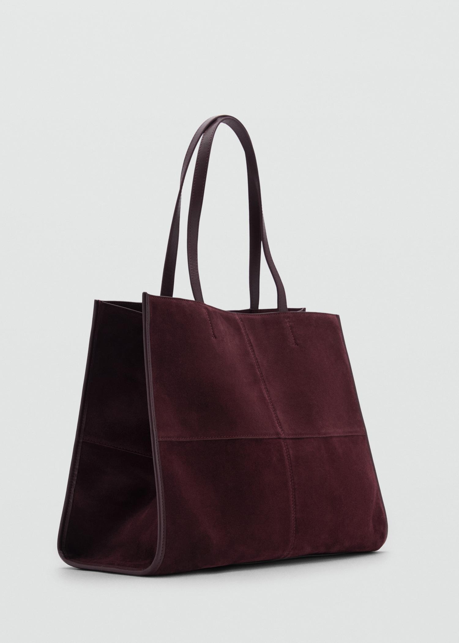 Leather shopper bag with stitching - Women | MANGO USA Product Image