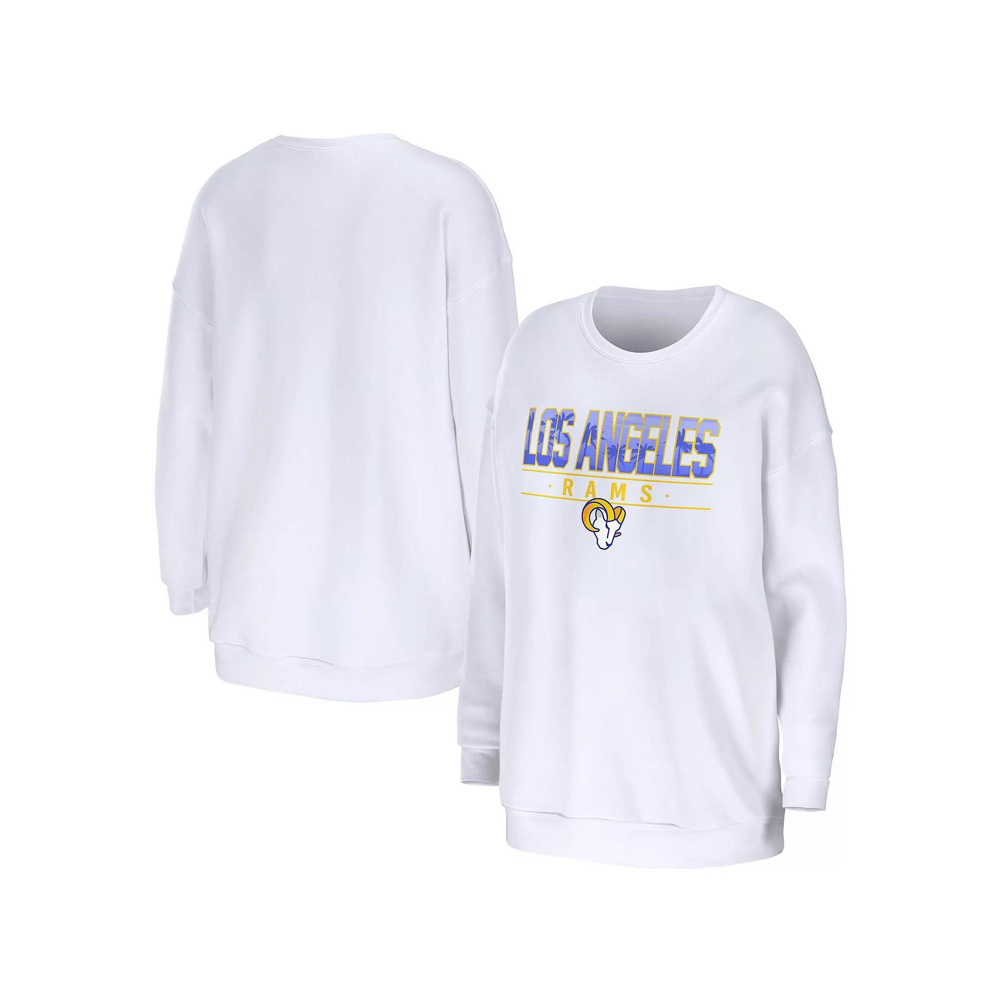 Women's WEAR by Erin Andrews White Los Angeles Rams Domestic Pullover Sweatshirt, Size: Large Product Image