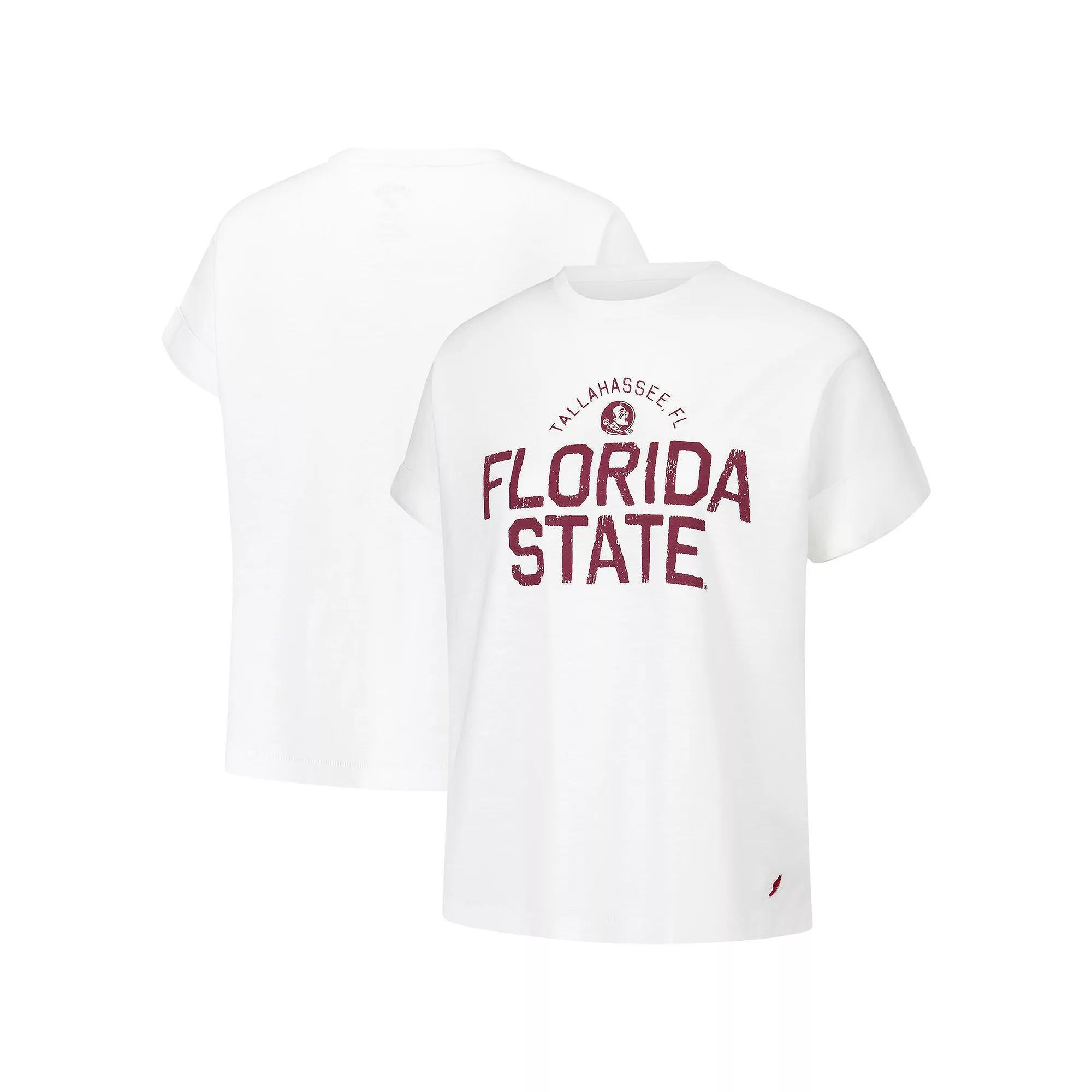Women's League Collegiate Wear White Florida State Seminoles Slub Rolled Cuff T-Shirt, Size: Small Product Image