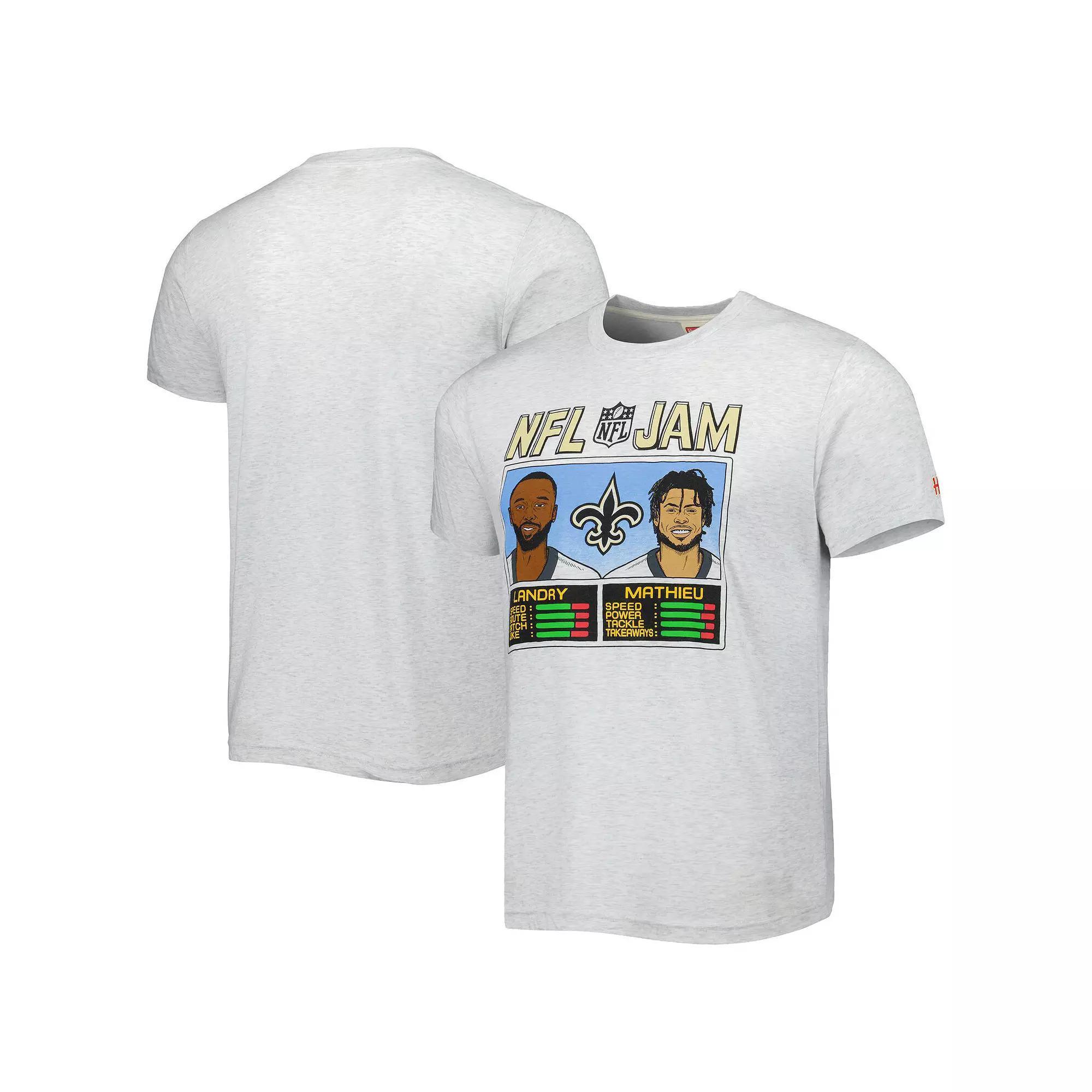 Mens Homage Jarvis Landry & Tyrann Mathieu Heather Gray New Orleans Saints NFL Jam Tri-Blend T-Shirt Product Image