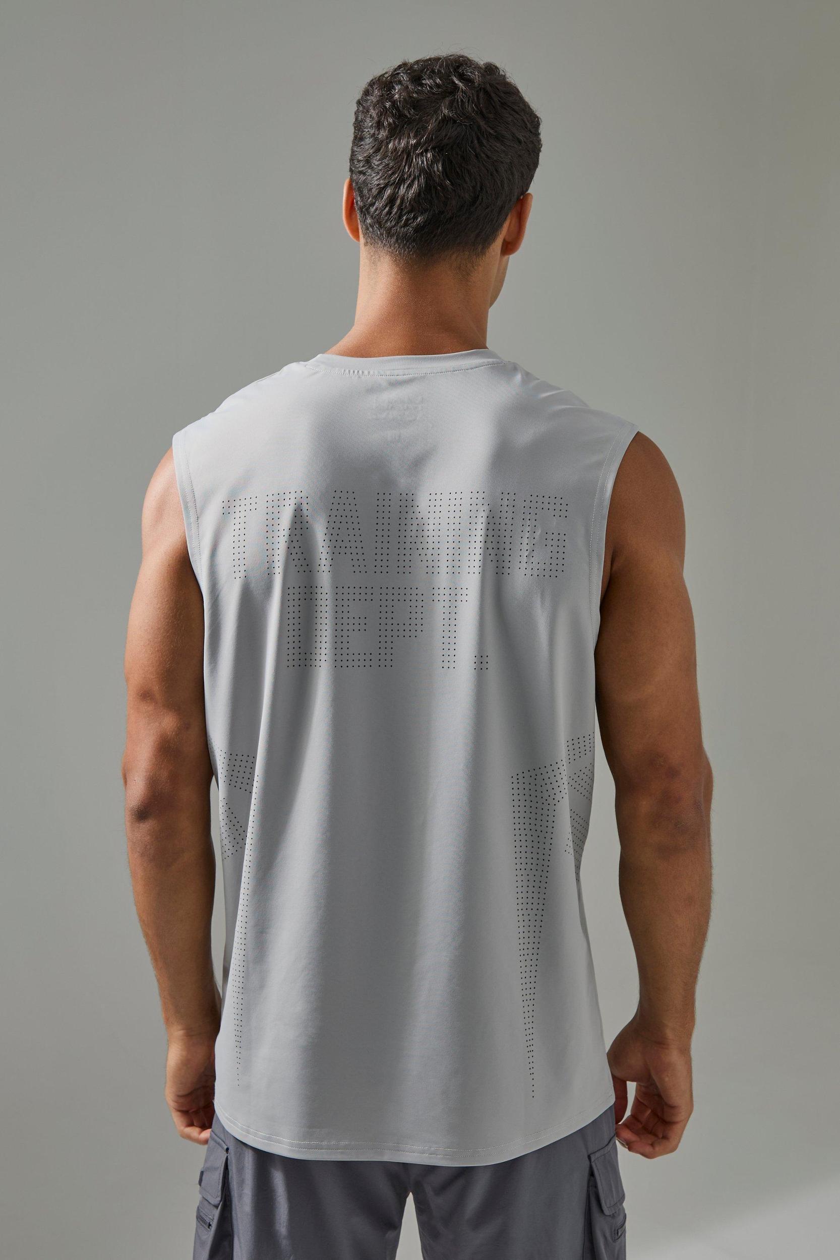 Mens Man Active Training Dept Perforated Performance Tank - Black Product Image