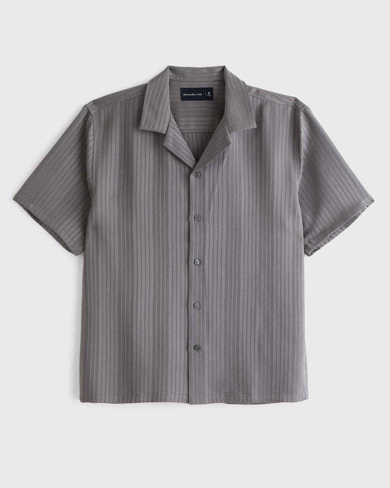 Camp Collar Textured Button-Up Shirt Product Image