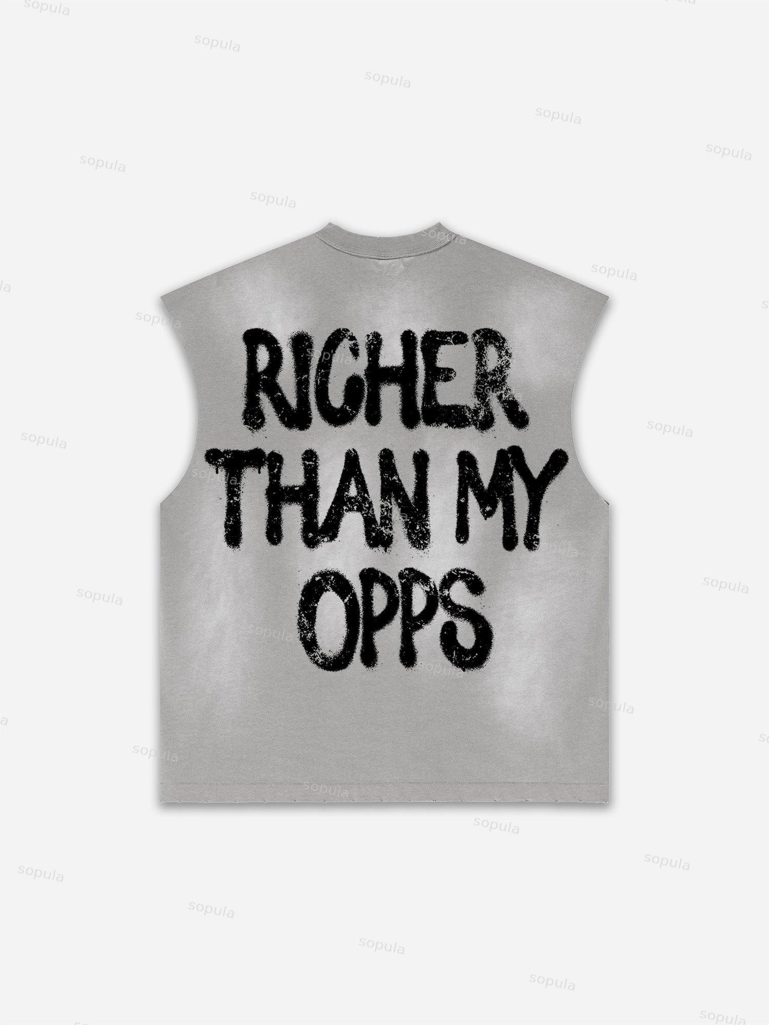 Men's Washed Richer Than My Opps Vintage Abstract Man Graphic Tank Top Product Image