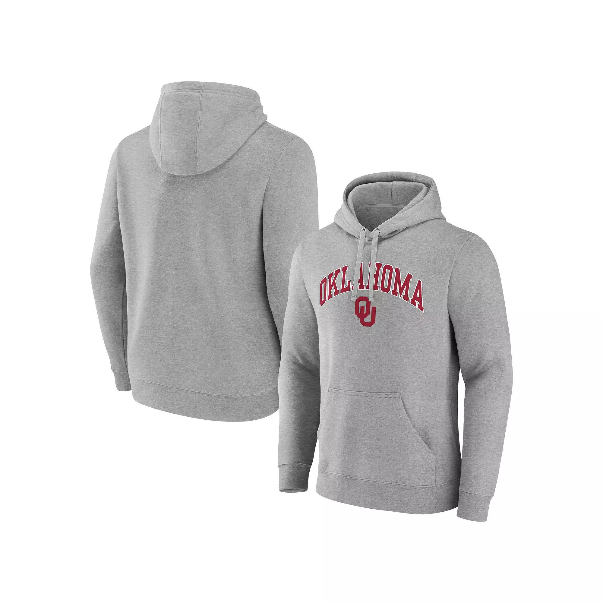 Men's Fanatics  Gray Oklahoma Sooners Arched Logo Fleece Pullover Hoodie, Size: XL, Grey Product Image