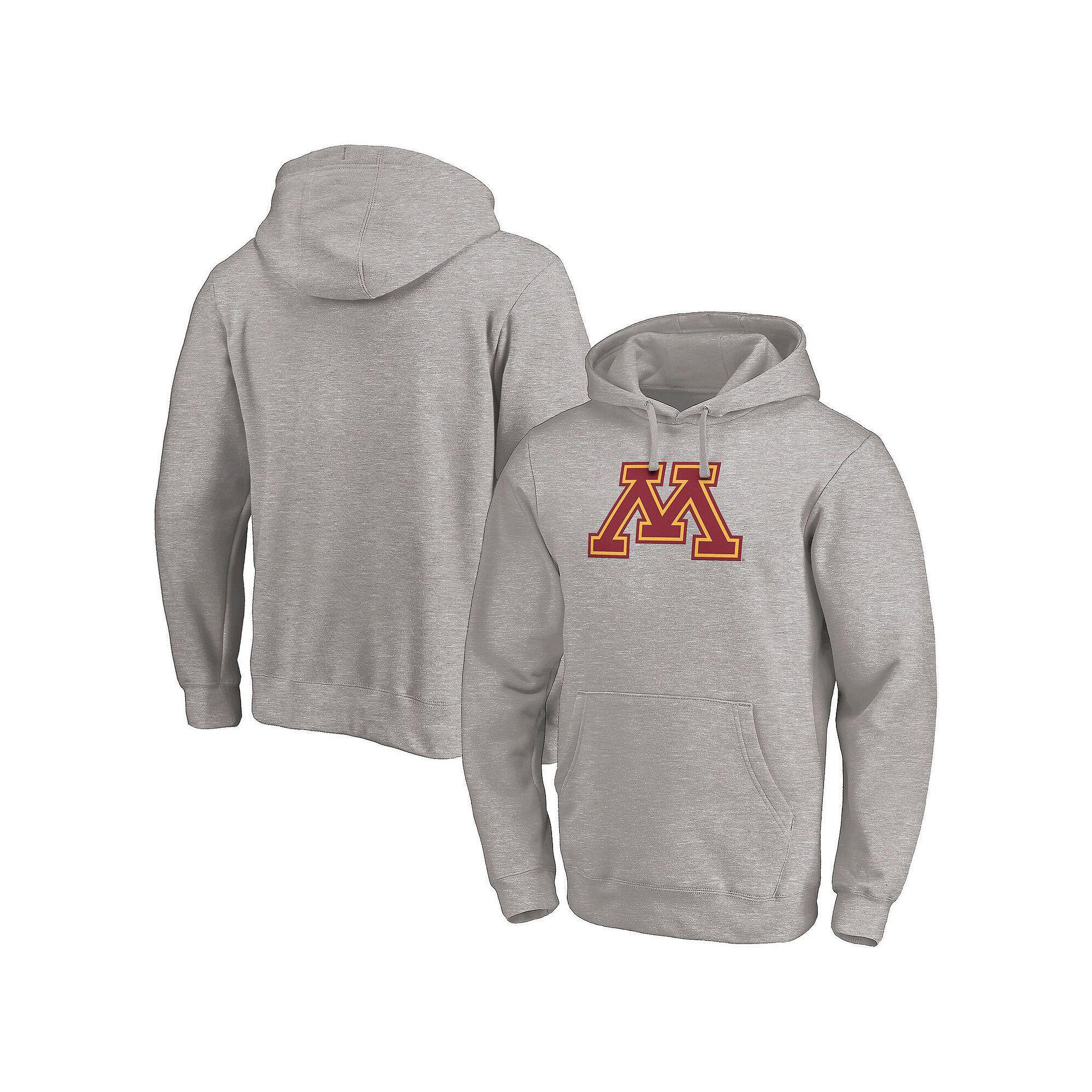 Men's Fanatics Heather Gray Minnesota Golden Gophers Primary Logo Pullover Hoodie, Size: Large, Grey Product Image