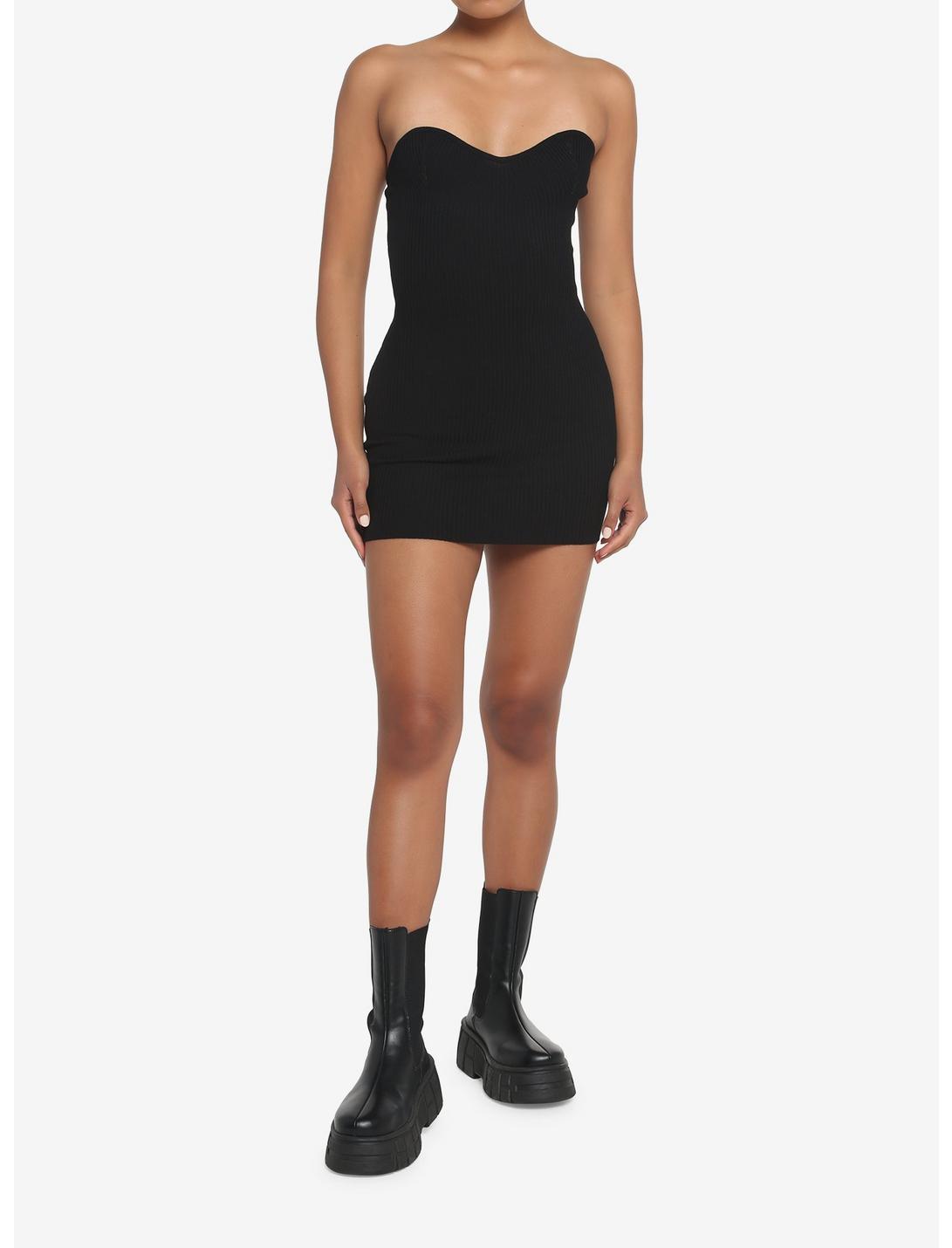 Black Ribbed Tube Dress Product Image