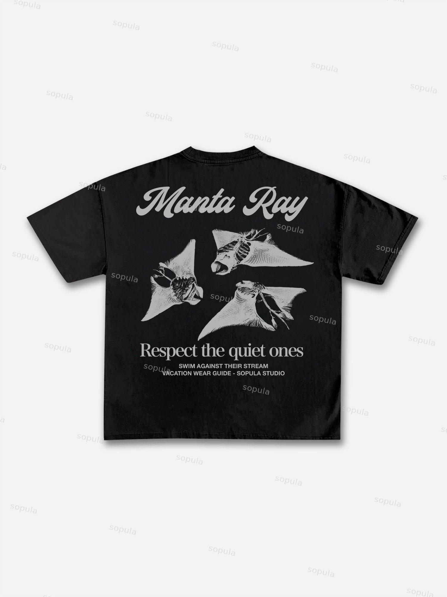 Sea Animals - Manta Ray Vacation Wear Guide Graphic Cotton T-shirt Product Image