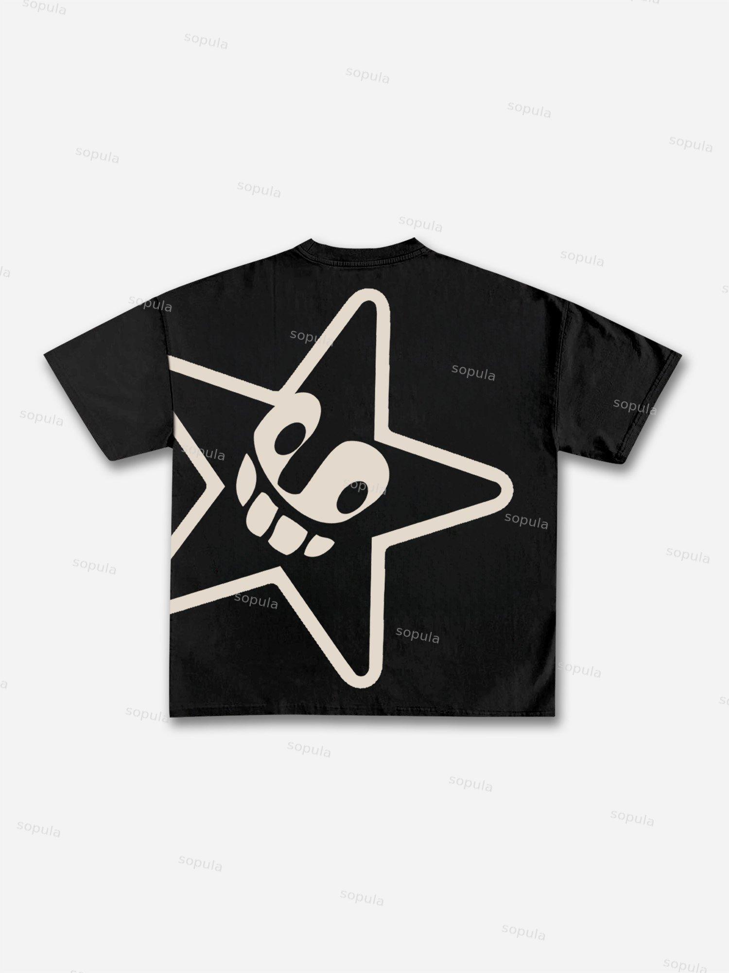 Abstract Cartoon Pentagram Graphic Cotton T-shirt Product Image