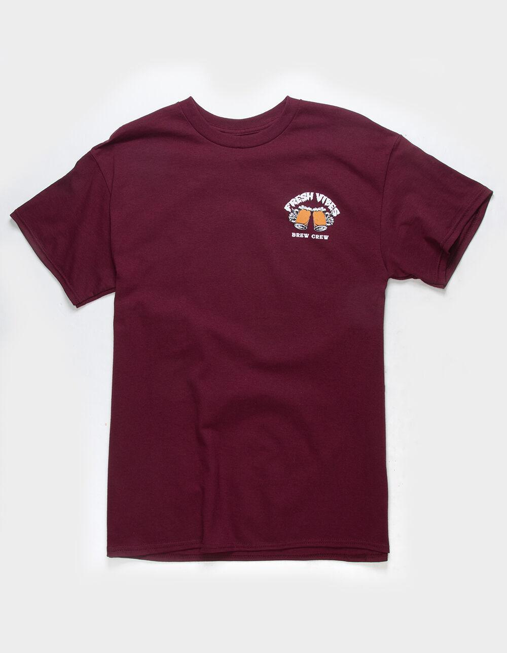 FRESH VIBES Brew Crew Mens Tee - BURGUNDY Product Image