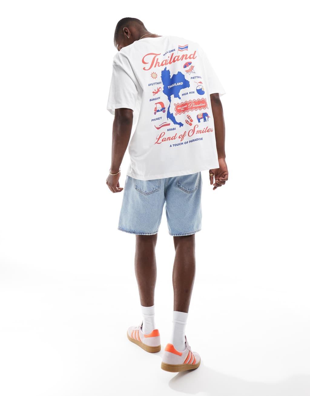 ASOS DESIGN oversized T-shirt with front and back city print in white Product Image