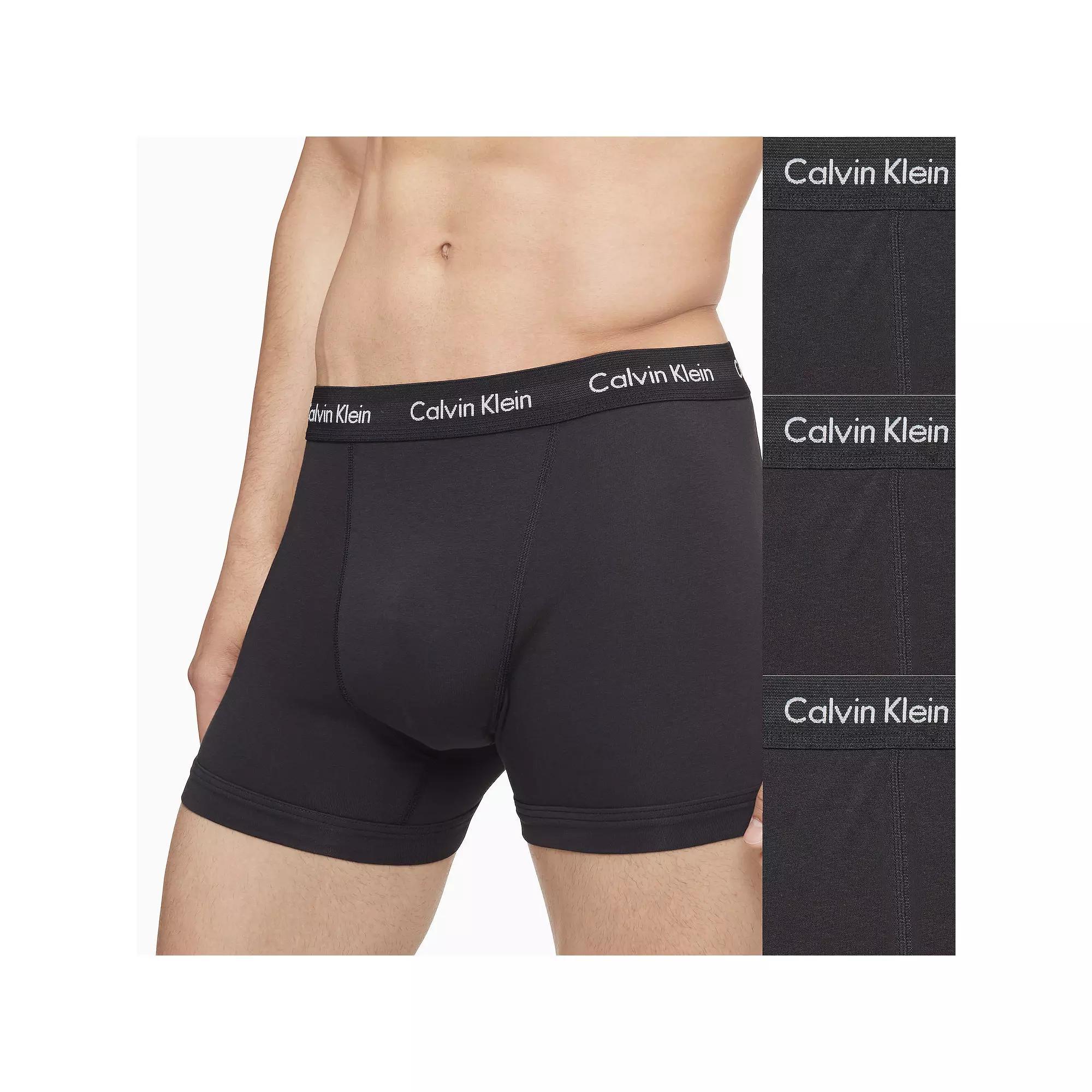 Men's Calvin Klein 3-pack Cotton Stretch Boxer Briefs, Size: Large, Black Product Image
