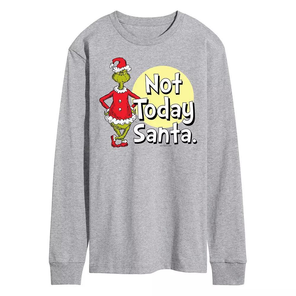 Men's Dr. Seuss Grinch Not Today Santa Long Sleeve Tee, Size: Large, Black Product Image