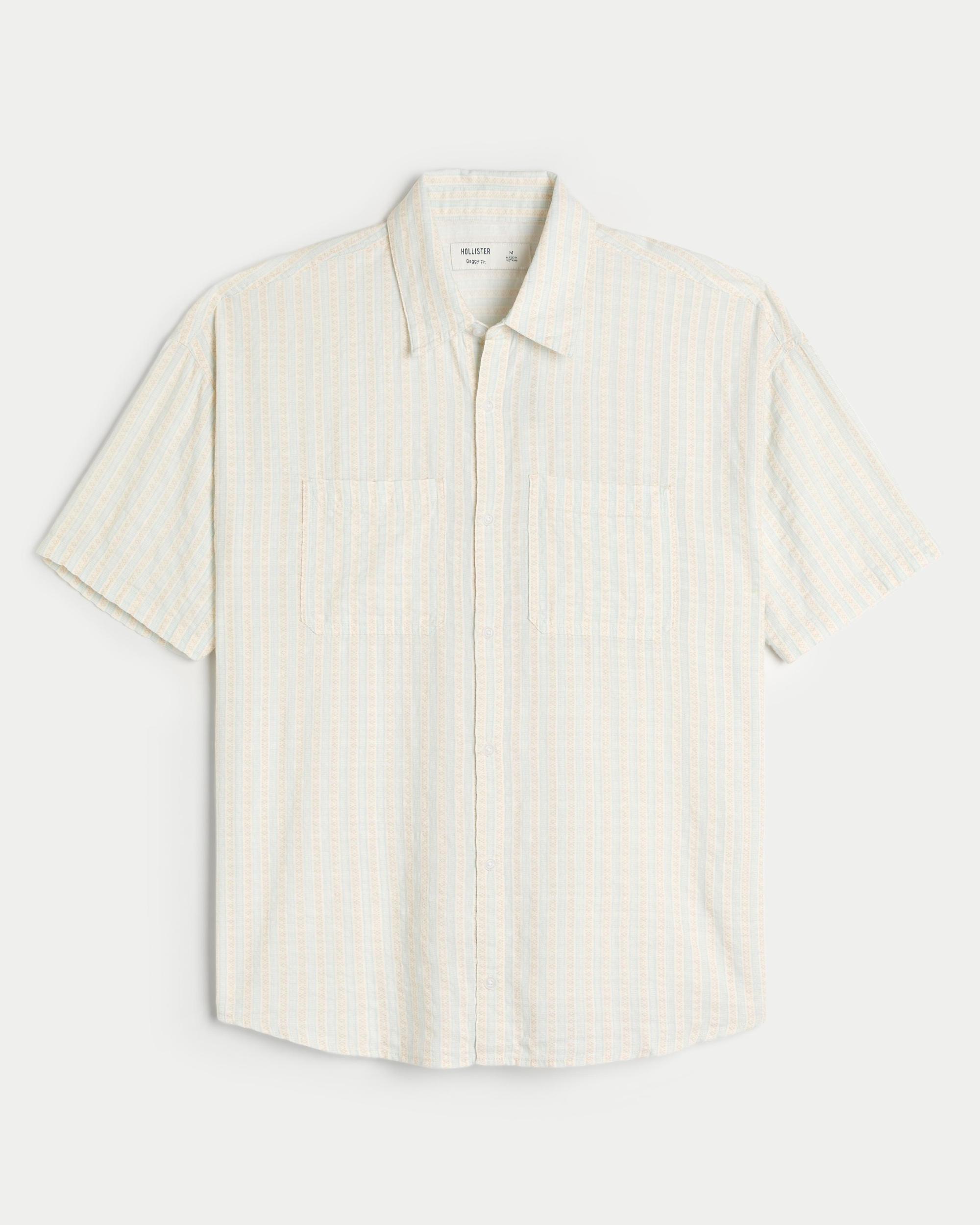 Baggy Short-Sleeve Seersucker Shirt Product Image