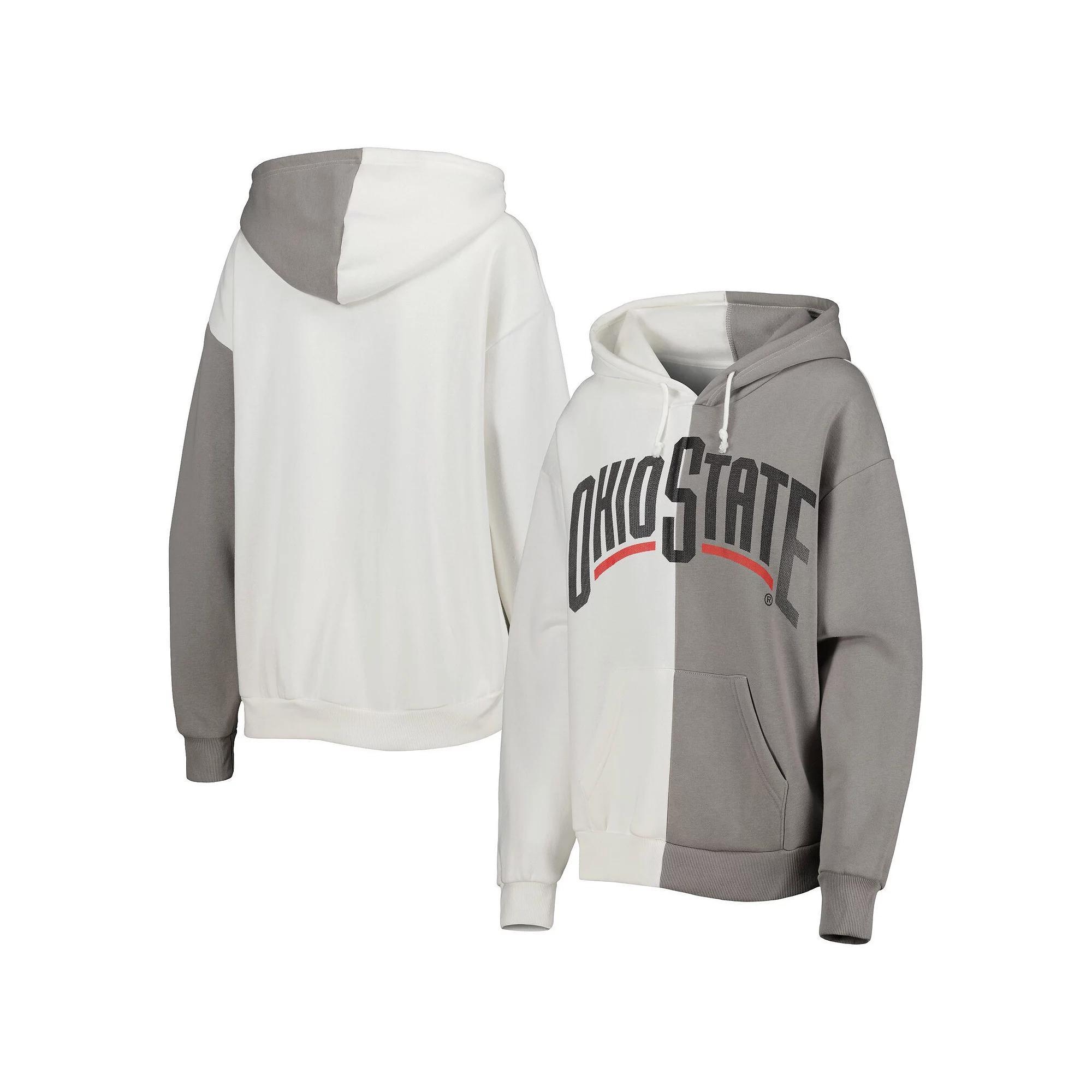 Women's Gameday Couture Gray/White Ohio State Buckeyes Split Pullover Hoodie, Size: XS Product Image