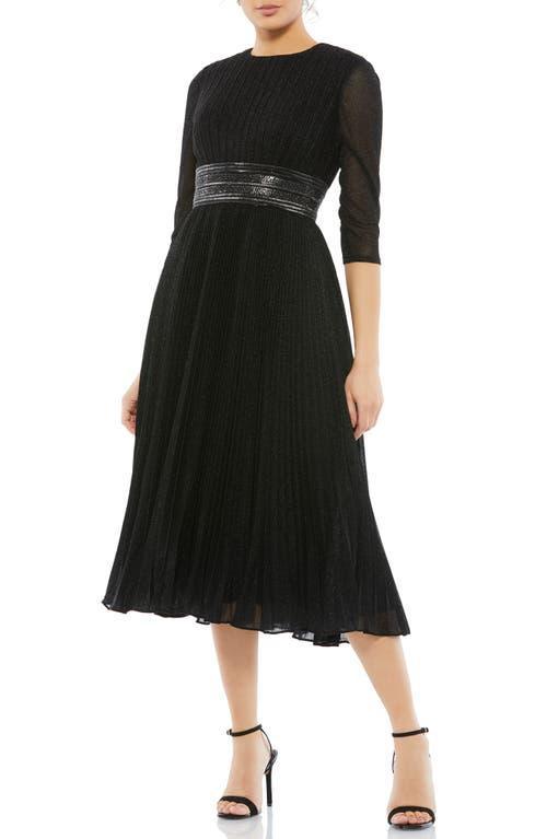 Mac Duggal Crew Neck 34 Sleeve Pleated A Product Image