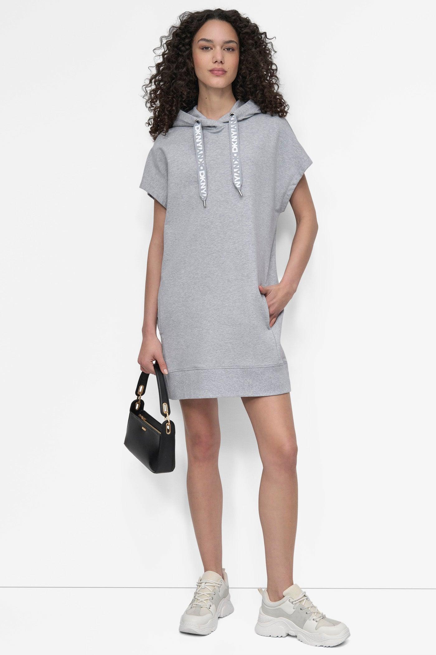 LOGO DRAWSTRING MINI HOODIE DRESS Product Image