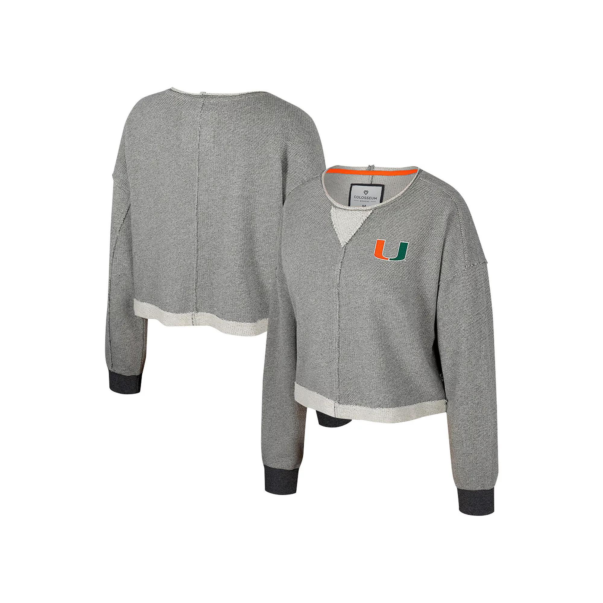 Women's Colosseum Charcoal Indiana Hoosiers Magnum Scoop Neck Cropped Pullover Sweatshirt, Size: XXL Product Image