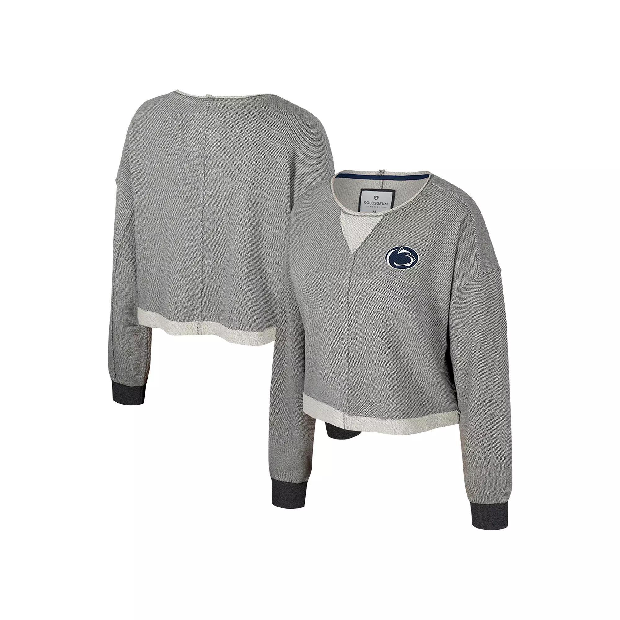 Women's Colosseum Charcoal Oregon State Beavers Magnum Scoop Neck Cropped Pullover Sweatshirt, Size: XXL Product Image