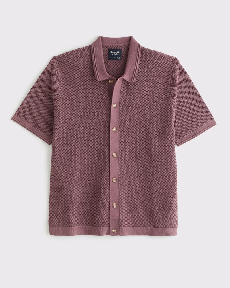 Garment Dye Button-Through Sweater Polo Product Image