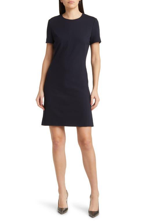 Womens Slim Fit Crewneck Dress in Stretch Fabric Product Image