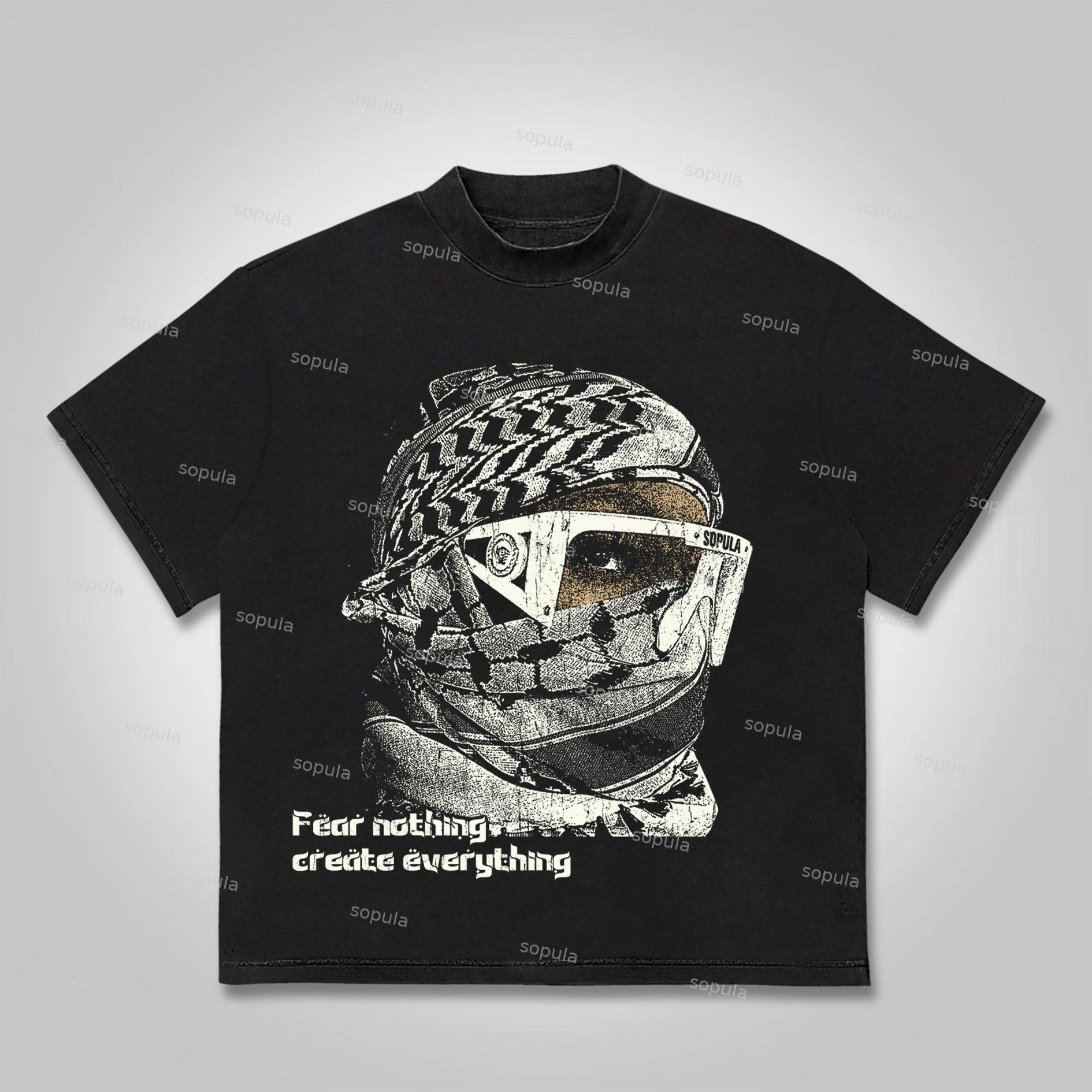 Sopula Fear Nothing, Create Everything Vintage Characters Cotton T-Shirt Product Image